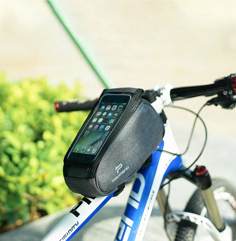 2021 Promend Bicycle Nylon Bag Cheap price New Durable Top Tube Mobile MTB bike Bag Front Frame Touch Screen cell Phone bike Bag
