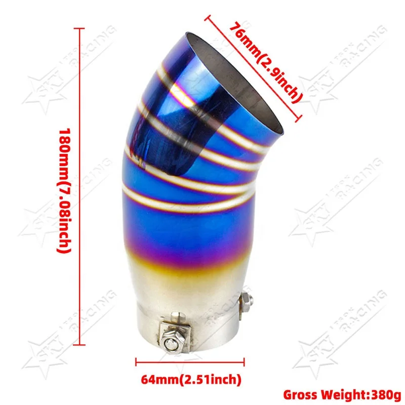 2.5 Inch Inlet Universal 64mm Stainless Steel Car Muffler Tail Throat Neo Rainbow Black Titanium Burnt Blue Exhaust Pipe Tips