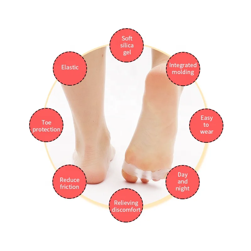5 Hole Silicone Gel Toe Stretcher Separator Five Toes Separators For Hallux Valgus