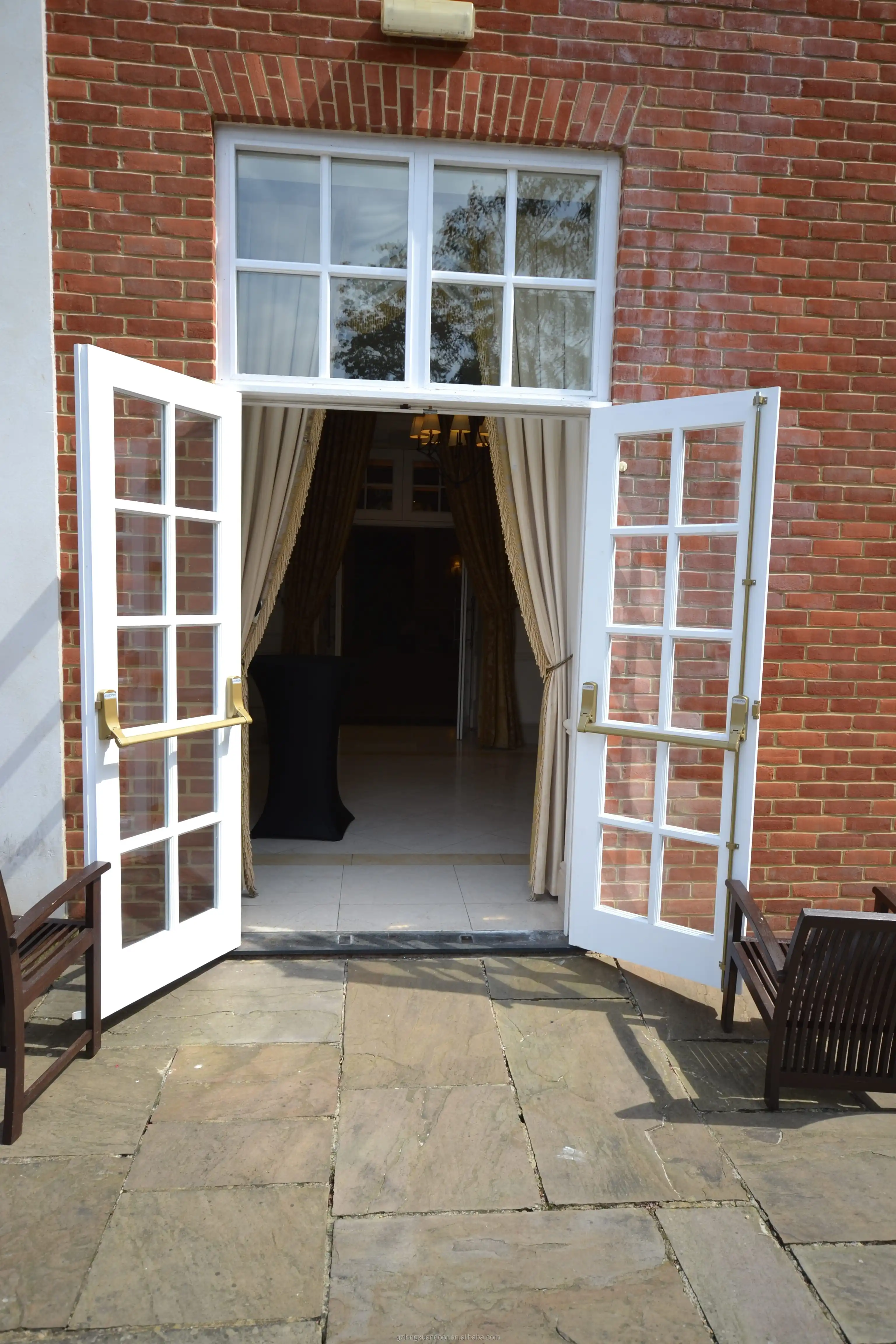 interior french double wood doors with arch and sidelights