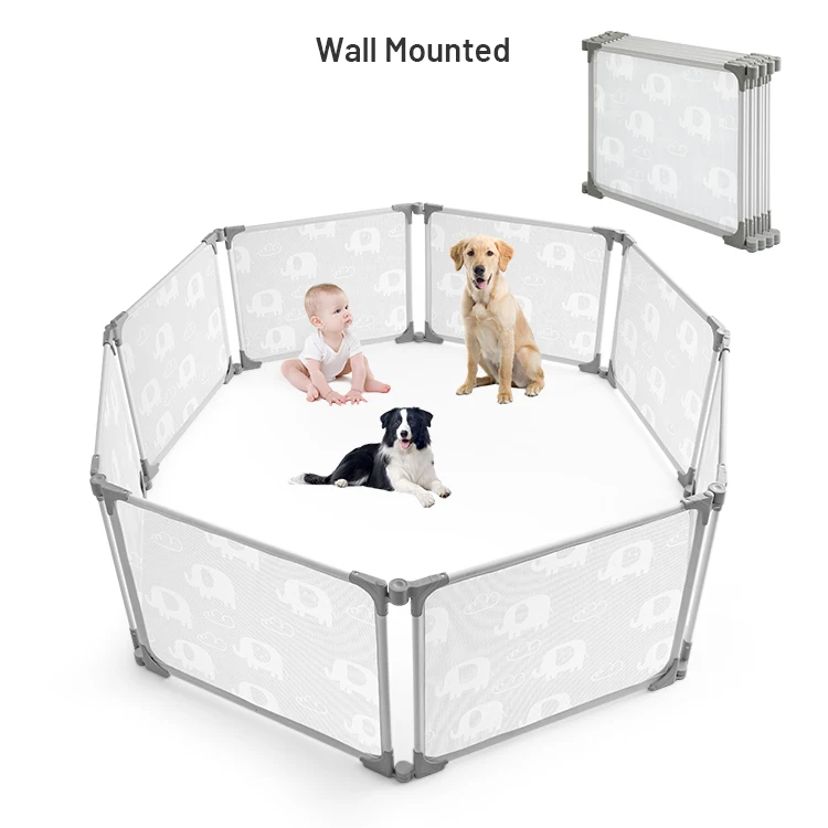 Foldable White Rolled Animal Cages Portable Dog Folding Safety E Wall Plastic Fence play pen 2022 playpen for baby