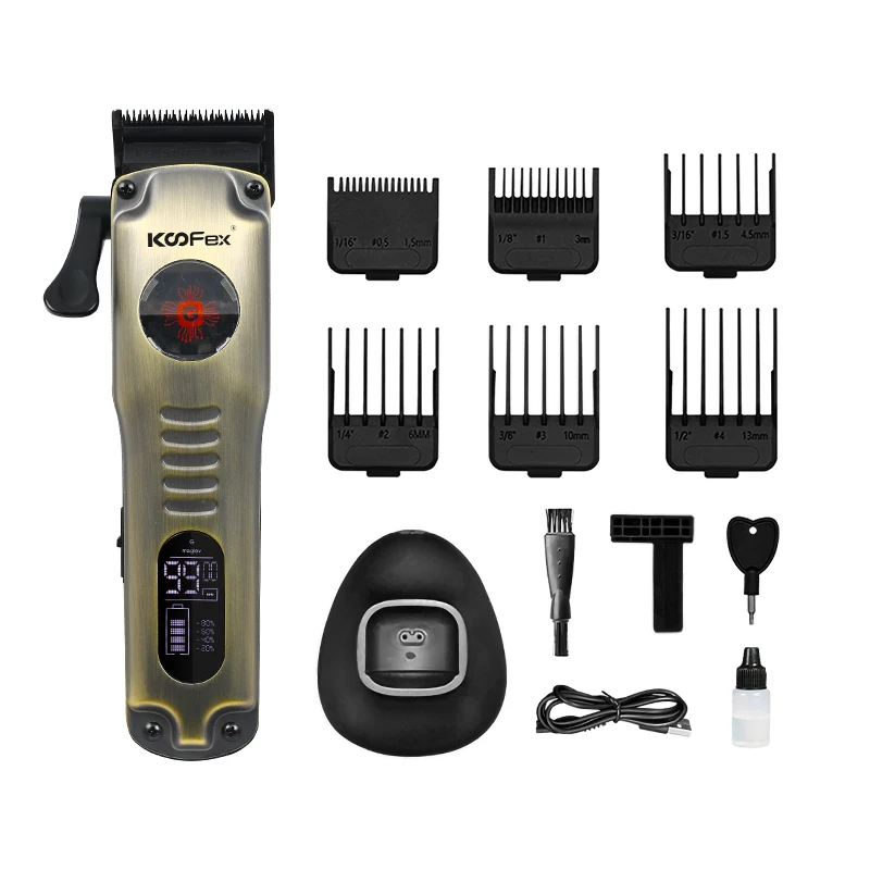 KooFex Barber Clippers Hair Cut DLC Blade Vector Motor 10000RPM Electric Rechargeable Men Use Professional Hair Clipper