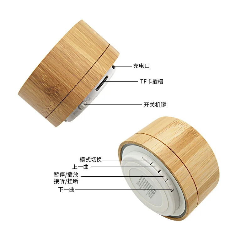 Promotion Gift Custom Portable Round Mini Powerful Wooden Bluetooth Speaker