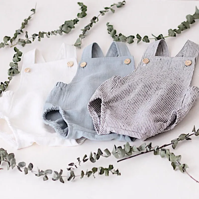 
Hot Sale Baby Clothes Organic Cotton Muslin Newborn Baby Wear Summer Pocket Design White Romper For Girl 