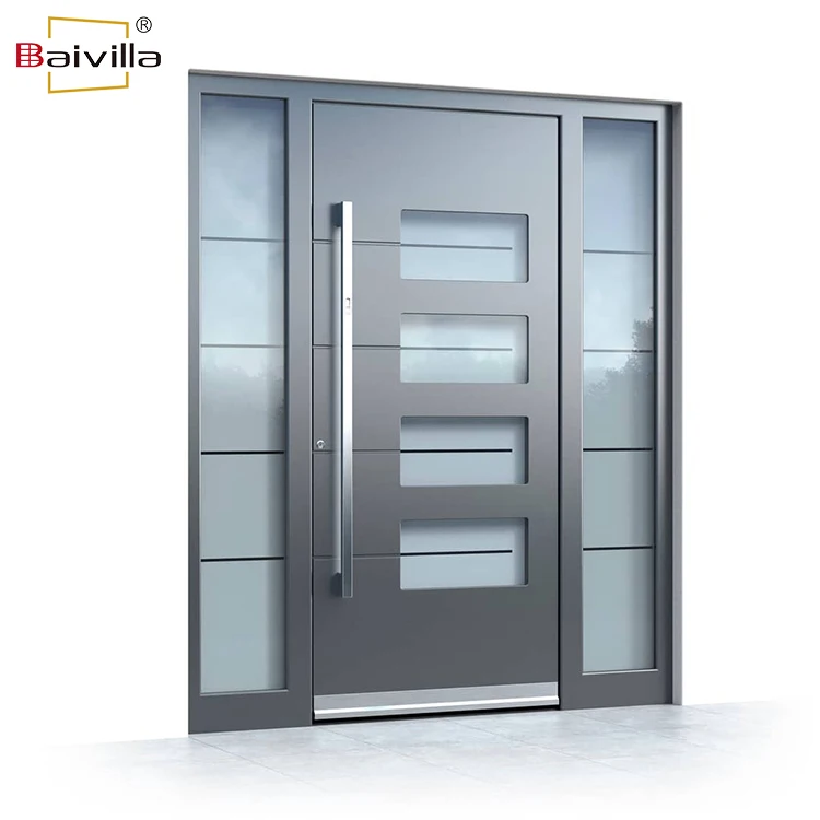 Heavy duty luxury design metal front entry security doors villa exterior main entrance steel pivot door