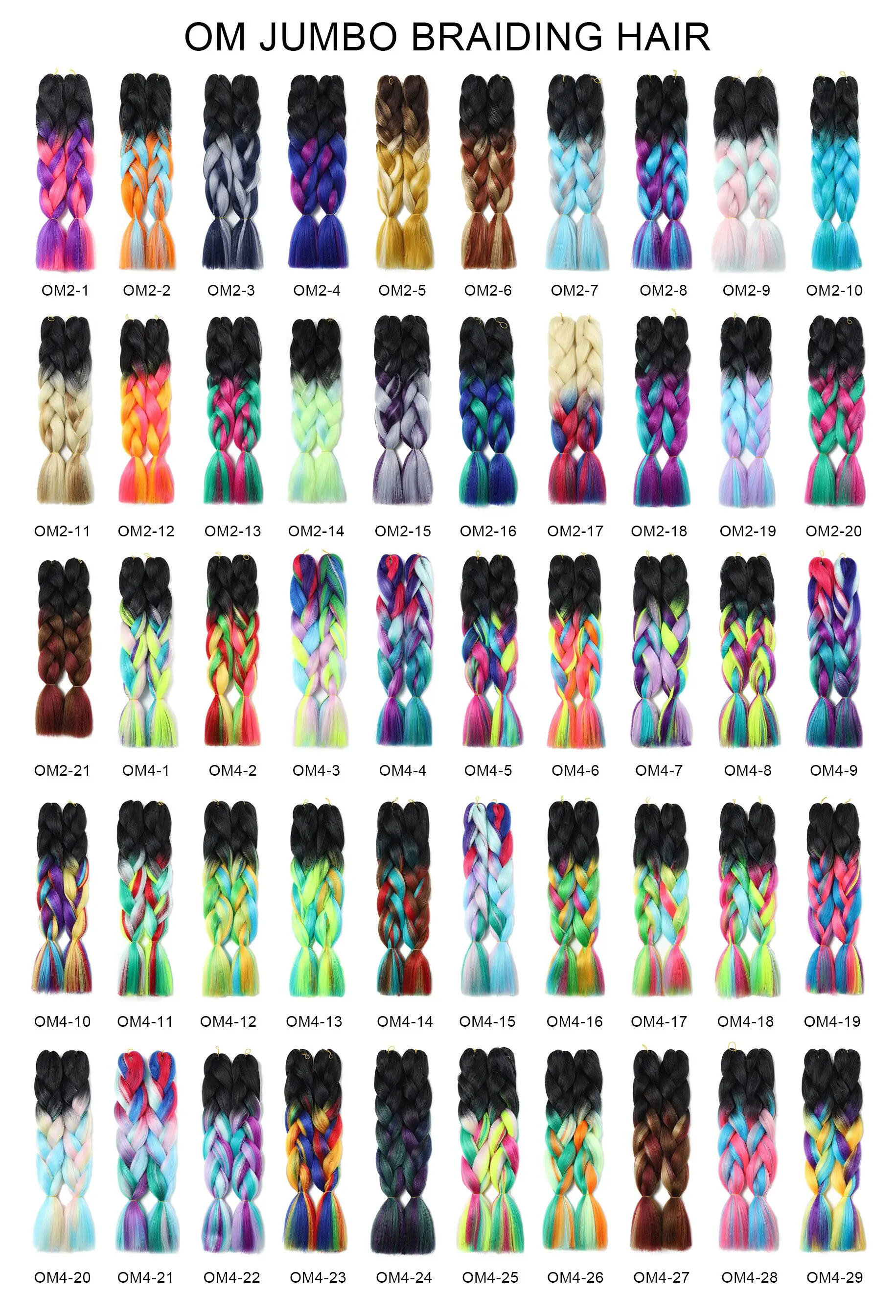 Many Colors Jumbo Braids 24inch 100grams High Temperature Fibre Mixed Color Synthetic Jumbo Braiding Hair Wholesale Price