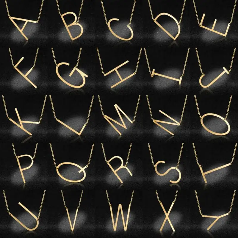 Wholesale Custom Tarnish Free High Polish Stainless Steel Large Letter Necklace For Women