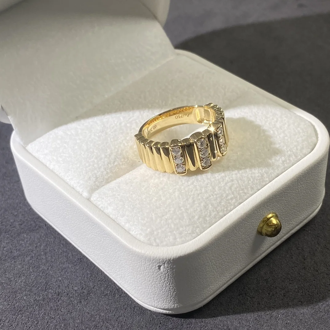 100% Pass Diamond Tester Round Moissanite 18K Solid Yellow Gold Eternity Band Rings For Men