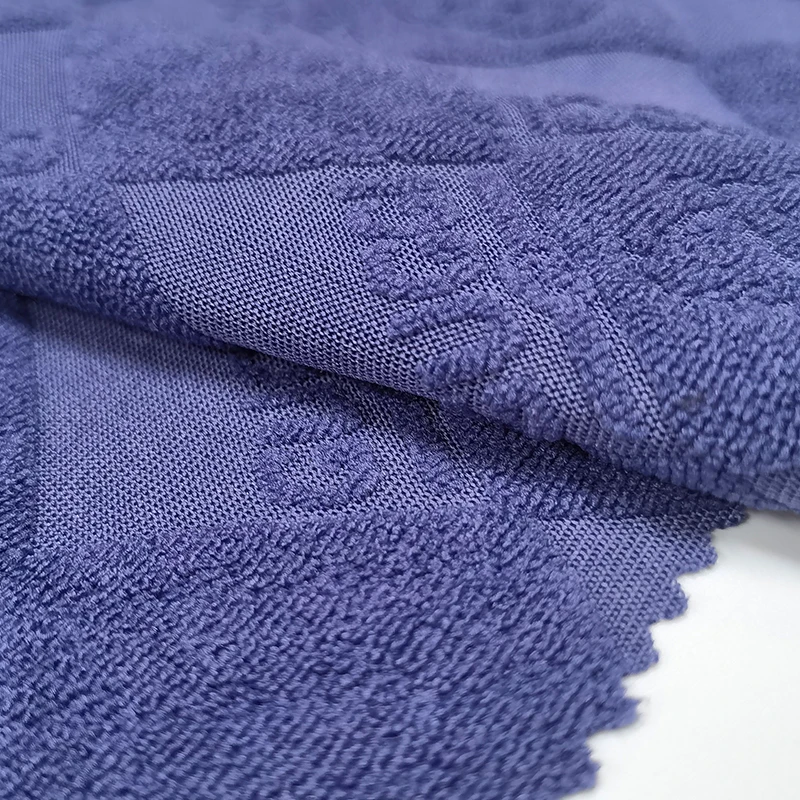 New design navy 100%polyester 260gsm terry towel jacquard fabric for hometextile