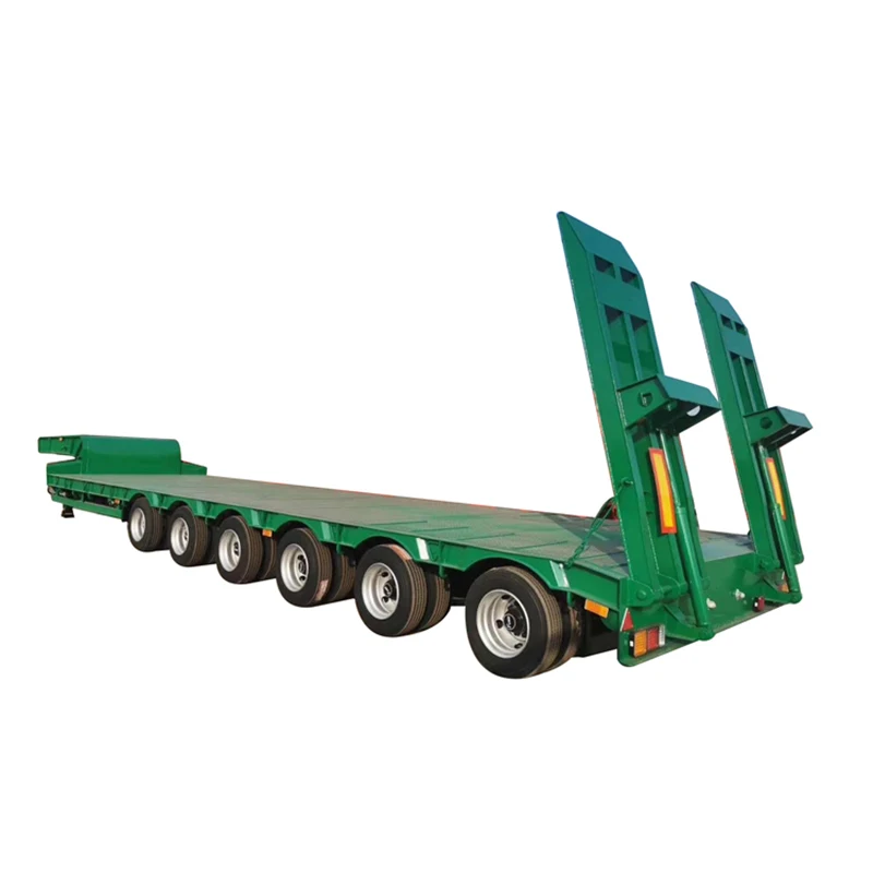 3 Axle 60 Tons 100 Ton Hydraulic Ramp Extendable Lowboy Loader Lowbed Low Bed Truck Semi Trailer
