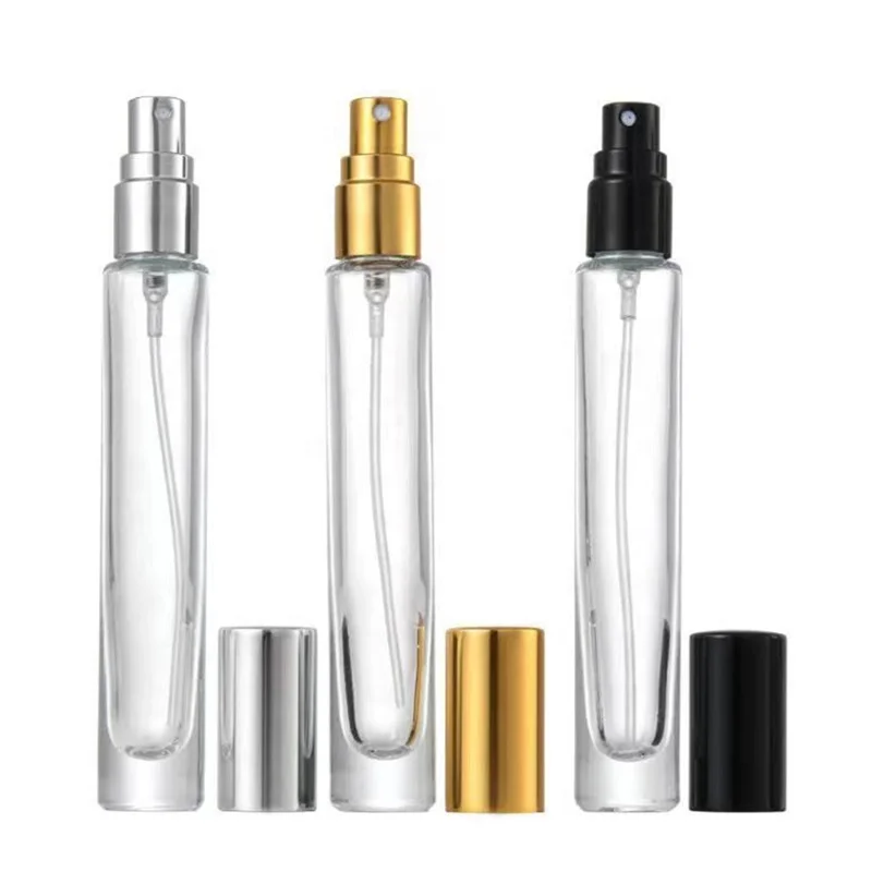 Empty 10ml Thick Bottom Vintage Round Square Clear Refillable Perfume Bottles 10cc Sample Glass Perfume Decant Spray Bottle