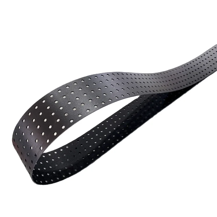 High quality punched suction positioning black pu conveyor belt