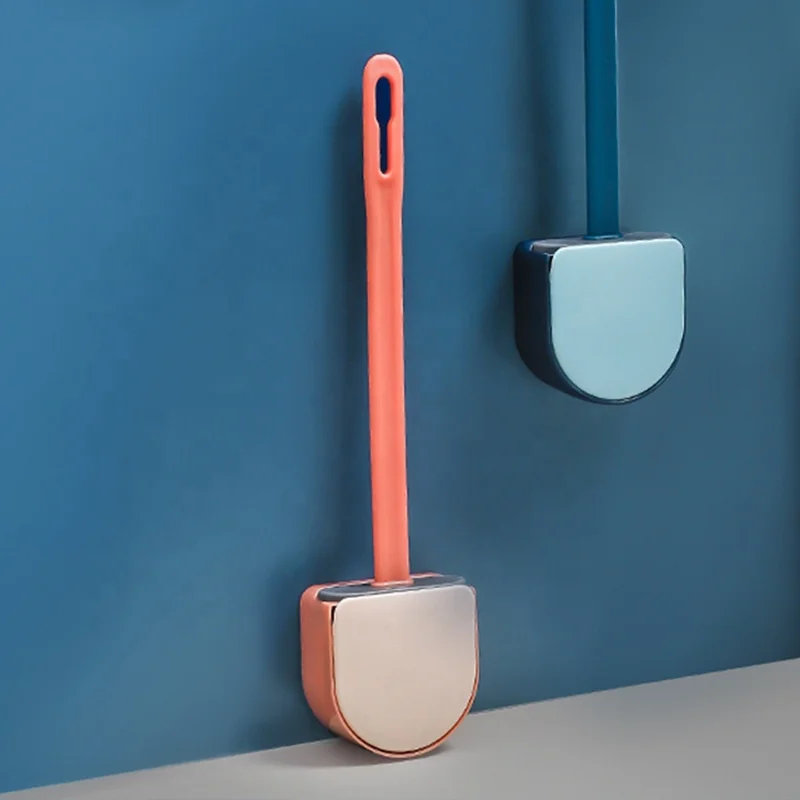 Cheap Soft Plastic TPR Silicon Toilet Brush With Holder for Bathroom Cleaning Brush Tools
