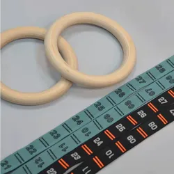 Wooden Gymnastic Rings with Adjustable Numbered Straps and 1.1'  Rings for Core Workout and Bodyweight Training
