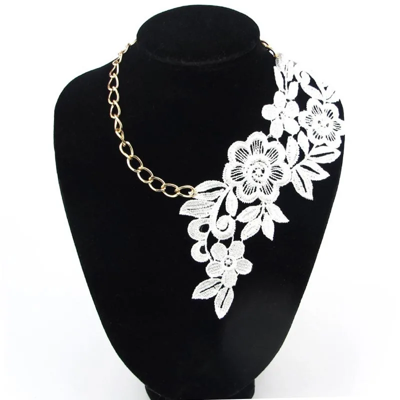 fashion creative hot accessories lace and chain necklace celebrity INS style modern trendy jewelry for women