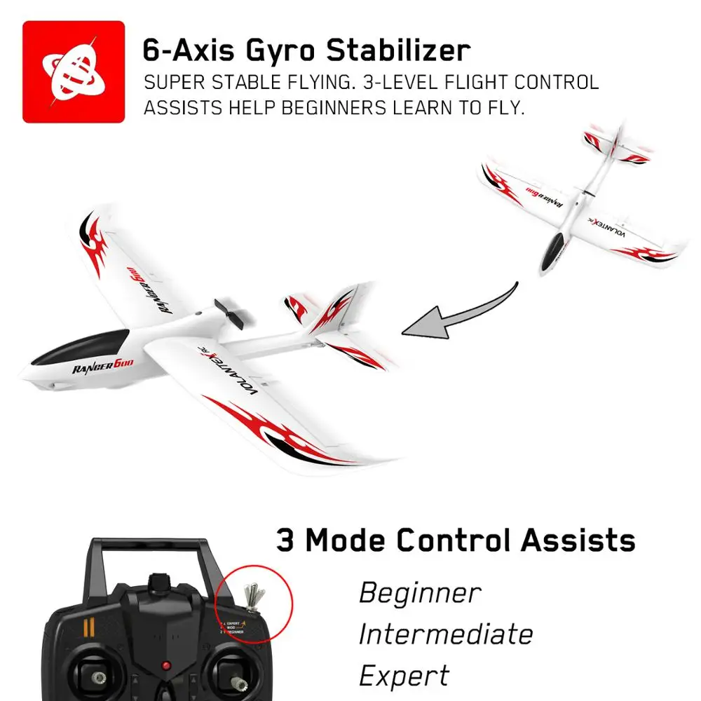 Top Hot Sale High Grade Volantex RC 2.4GHz Remote Control Aircraft 6 Axis Gyro Stable Fly RC Glider Airplane Outdoor Toys
