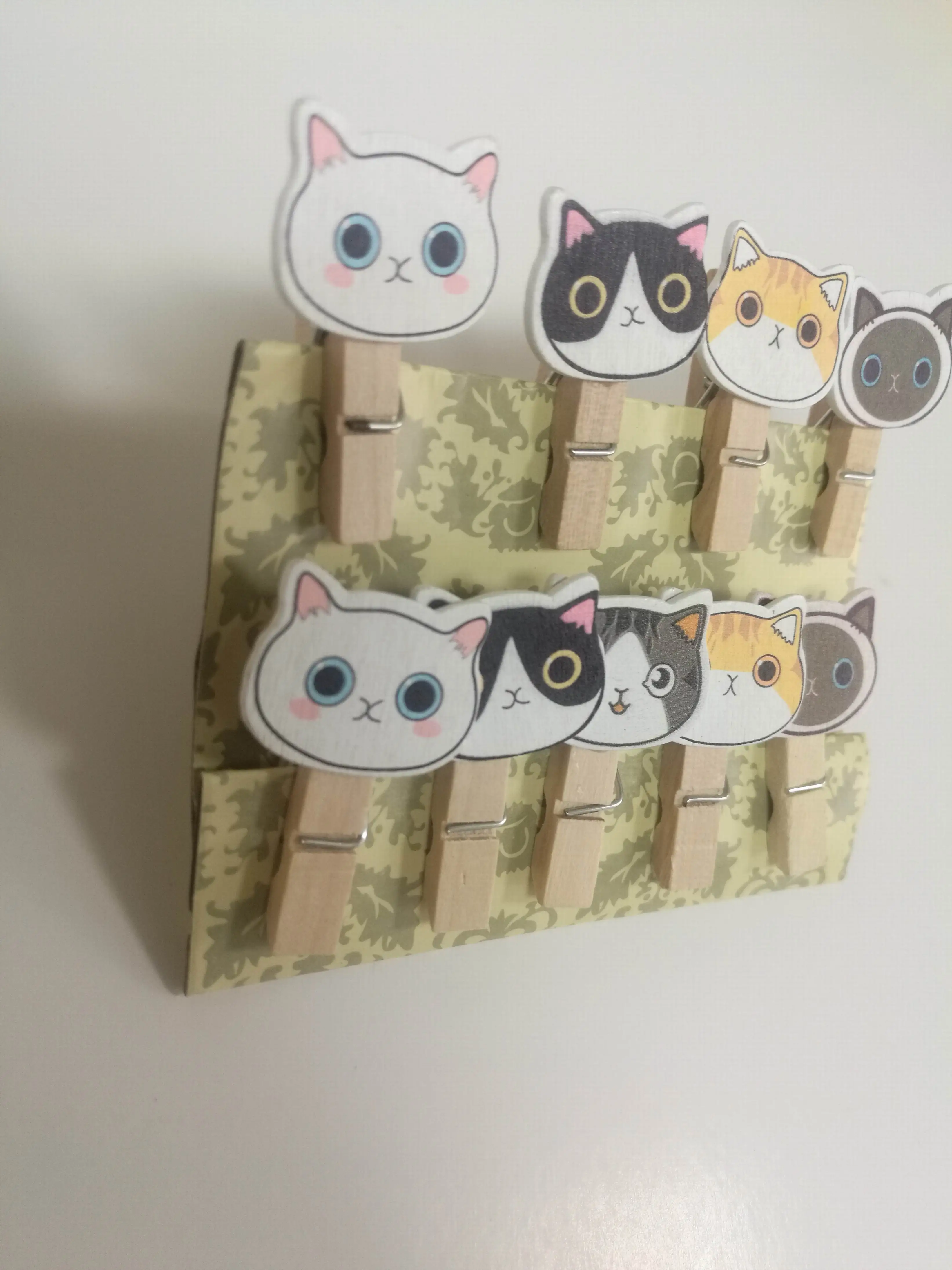 Fancy Cat Head Coloring Wooden Clothespins