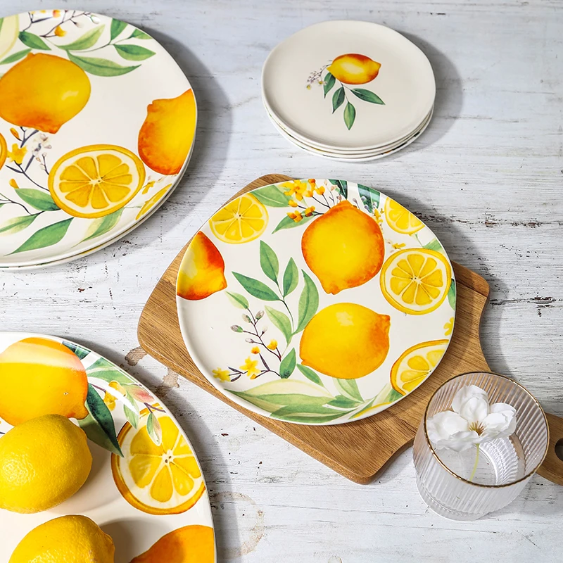 Novelty decal printed customized catering restaurant serving dishes plate sets dinnerware ceramic dinner plates