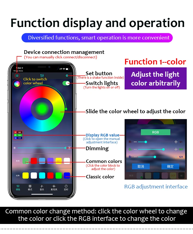 14 In 1 Car Interior atmosphere light Decoration strip light Auto Ambient lamp Led RGB Dashboard Neon Light Strip For Car Suv