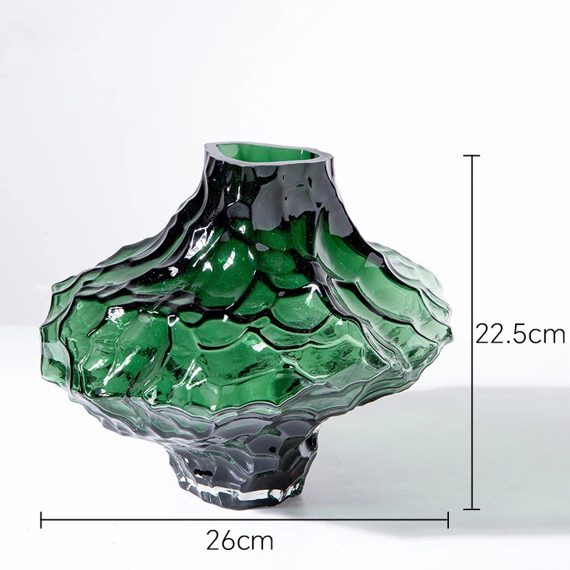 Good quality thick transparent clear green glass vase luxury home decor wedding