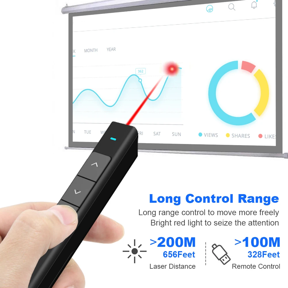 Remote Long Distance Presentation Clicker Wireless Presenter Lazer Laser Pointer Pen