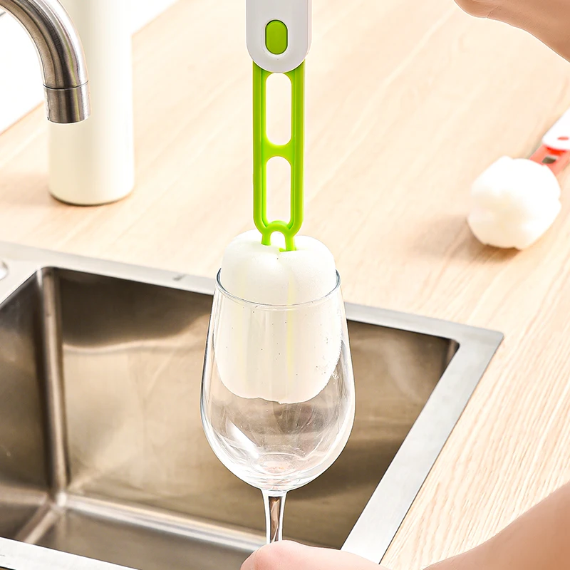 High Quality Clean Sink Cup Double Foam Bottle Brush With Small Brush Head