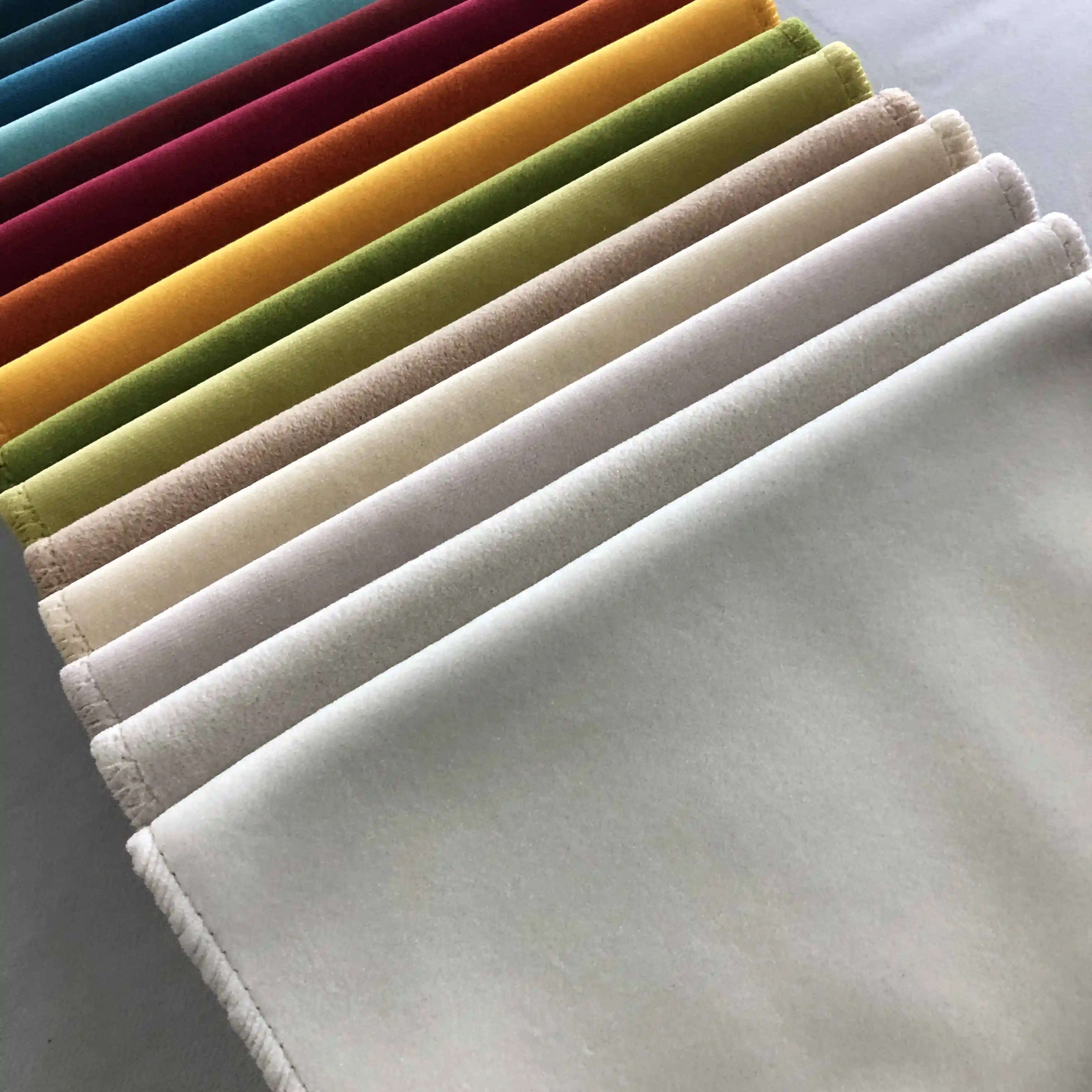 Langsum # Bismark #- German velvet sofa fabric plain smooth and soft fabric beige and offwhite