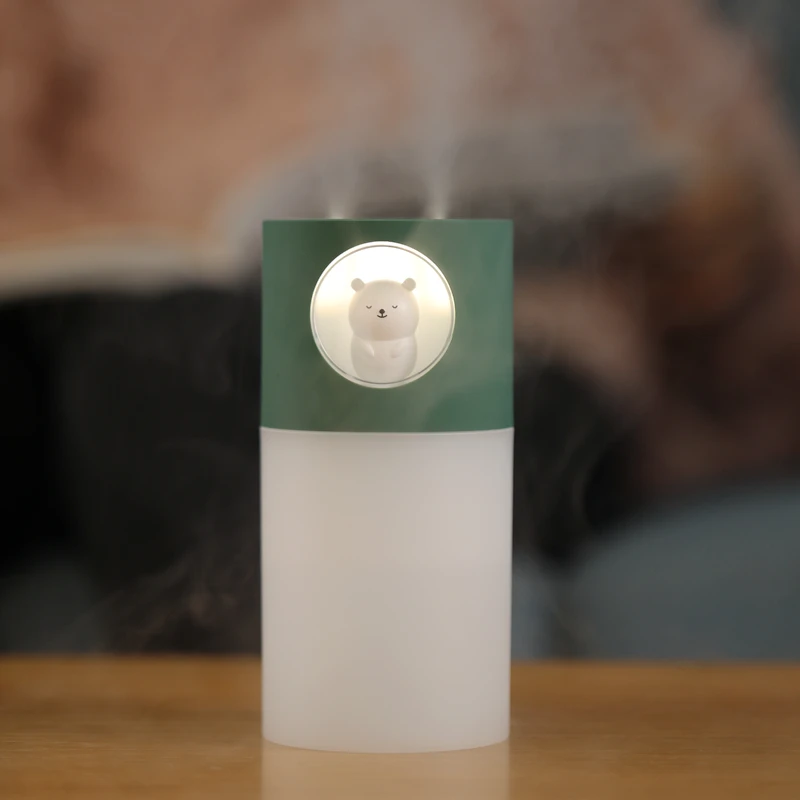 New 280ml large capacity dual nozzle cute pet cartoon USB humidifier night light car home desktop humidifier air diffuser