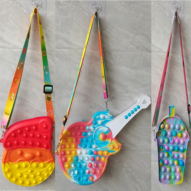 Factory Wholesale Silicone Bag Bubble Popper Toy Handbag Shoulder Bag Purse Case Fidget Pop Bag