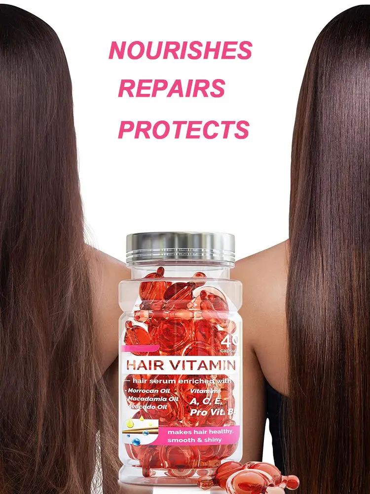 Hot Sale Private Label Organic Hair Treatment Capsule Serum Hair Care Smooth Vitamin Hair Oil Capsules