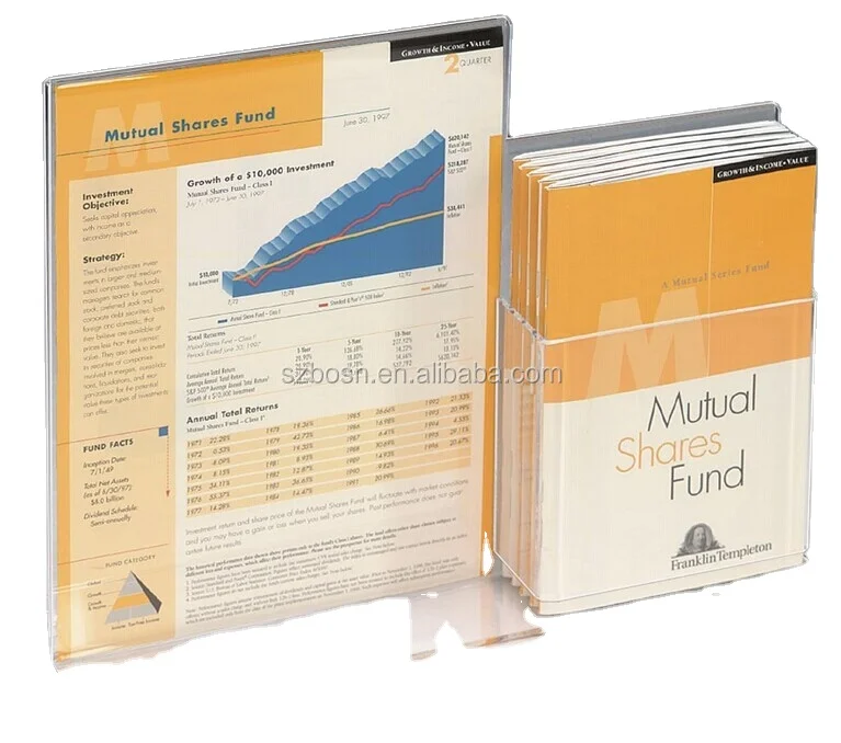 T-style - Clear Acrylic Sign Holder with Pocket for 8.5 x 11 Magazines, Perspex Literature Stand