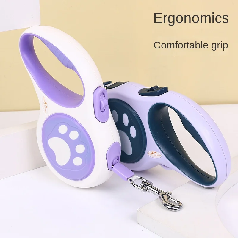 Factory Selling Custom Durable Sturdy Paw Printed Retractable Hand Free Dog Leash Pet Traction Belt Pet Accessories Dog Leash