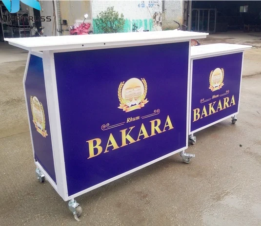 Aluminum shelf pp board folding mobile bar table furniture  space saving Design Mini Hotel bar counter for sale