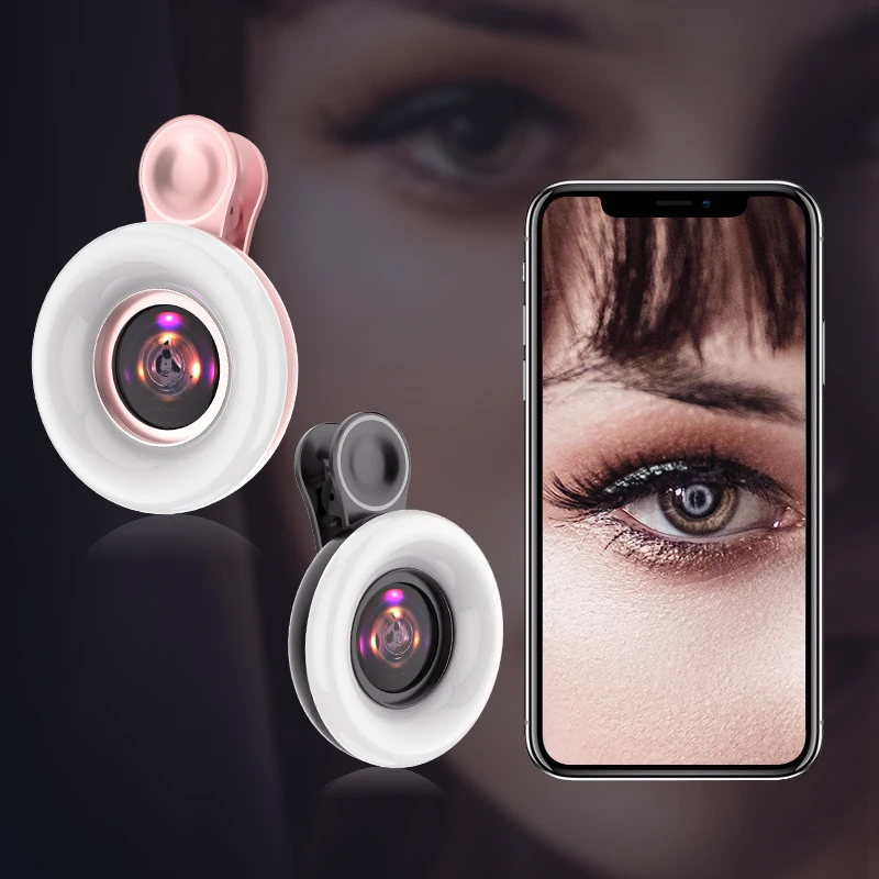 Macro Lens For Mobile Phone With Ring Light For Eyelashes