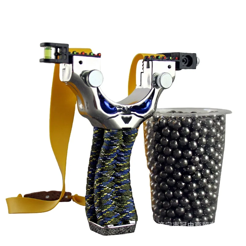 ( + 300 steel ball)Super Hard Resin Slingshot With Laser-targeted Catapult For Outdoor Hunting Use Flat Leather Rubber Bands