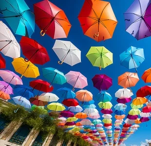 OVIDA factory wholesale colorful umbrellas art painting street decorative umbrellas for hanging decorative umbrellas