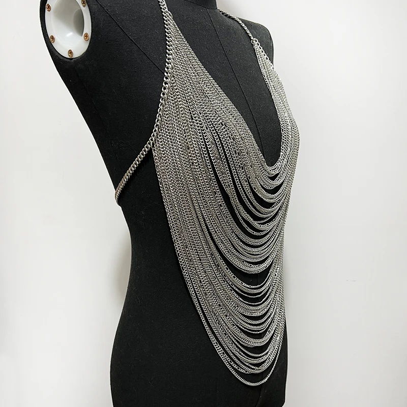 Trendy Nipple Cover Sexy Breast Chain Bra top for Girls Women Men Multilayer Sexy Body Chain Jewelry Top Customized