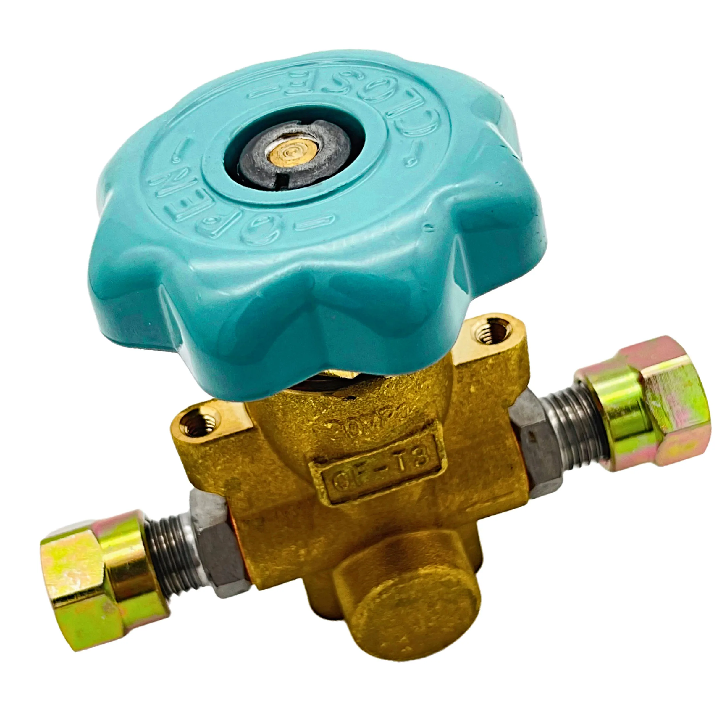 QF-T3 Natural Gas Cylinder Valve Brass Shut-off Valve Manual Shut Down Valve 20MPa dn4mm with ferrule type hole 6