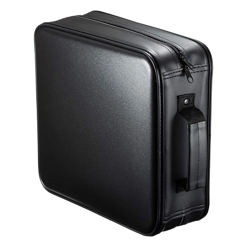 Portable DVD VCD Storage Bag PU Protective Blu-ray Wallet with Handle Large CD Sleeves Bag Portable DVD Zipper Bag