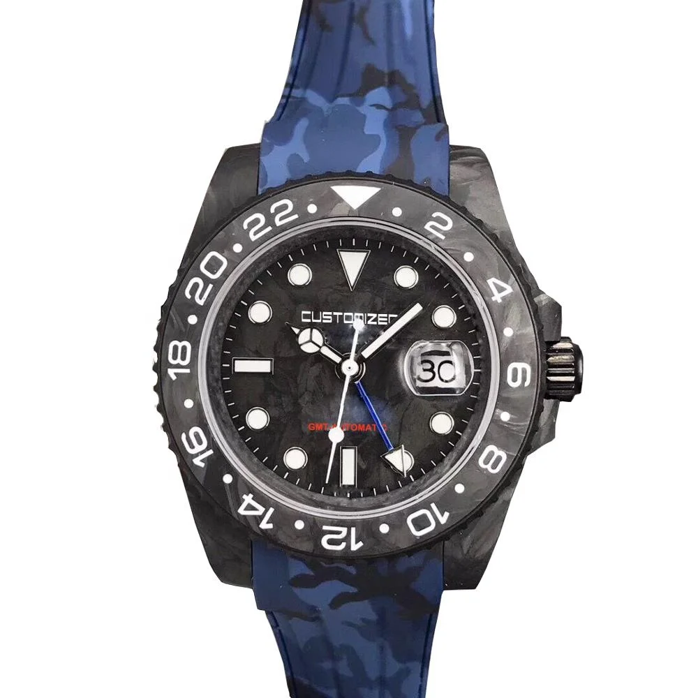 Роскошные часы GMT-Master из углеродного волокна для дайвинга автоматические Супер Светящиеся спортивные военные