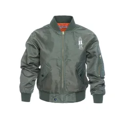 Retro Waterproof Motorcycle windbreaker slim fit embroidery logo green flight jacket bomber
