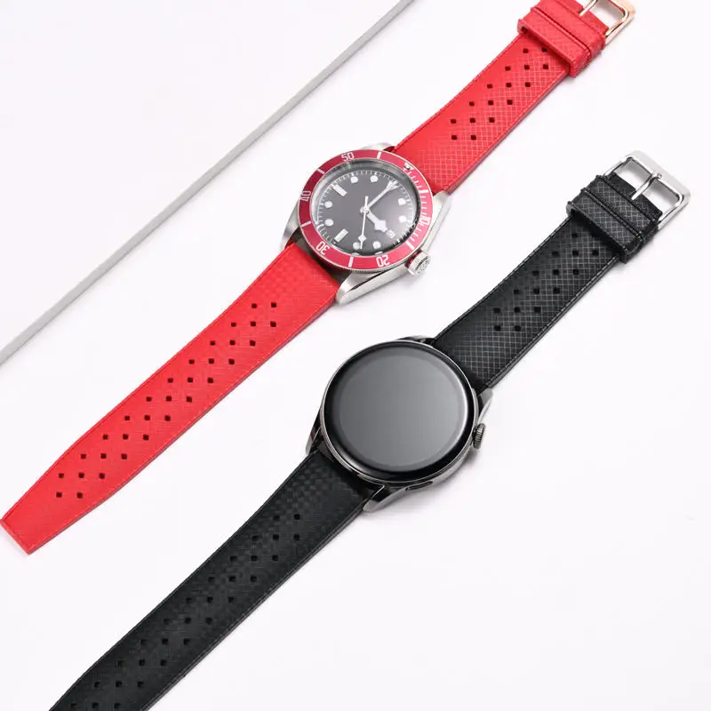 Best seller Tropical strap FKM rubber watch bands waterproof sport diving wristband bracelet 18mm 20mm 22mm