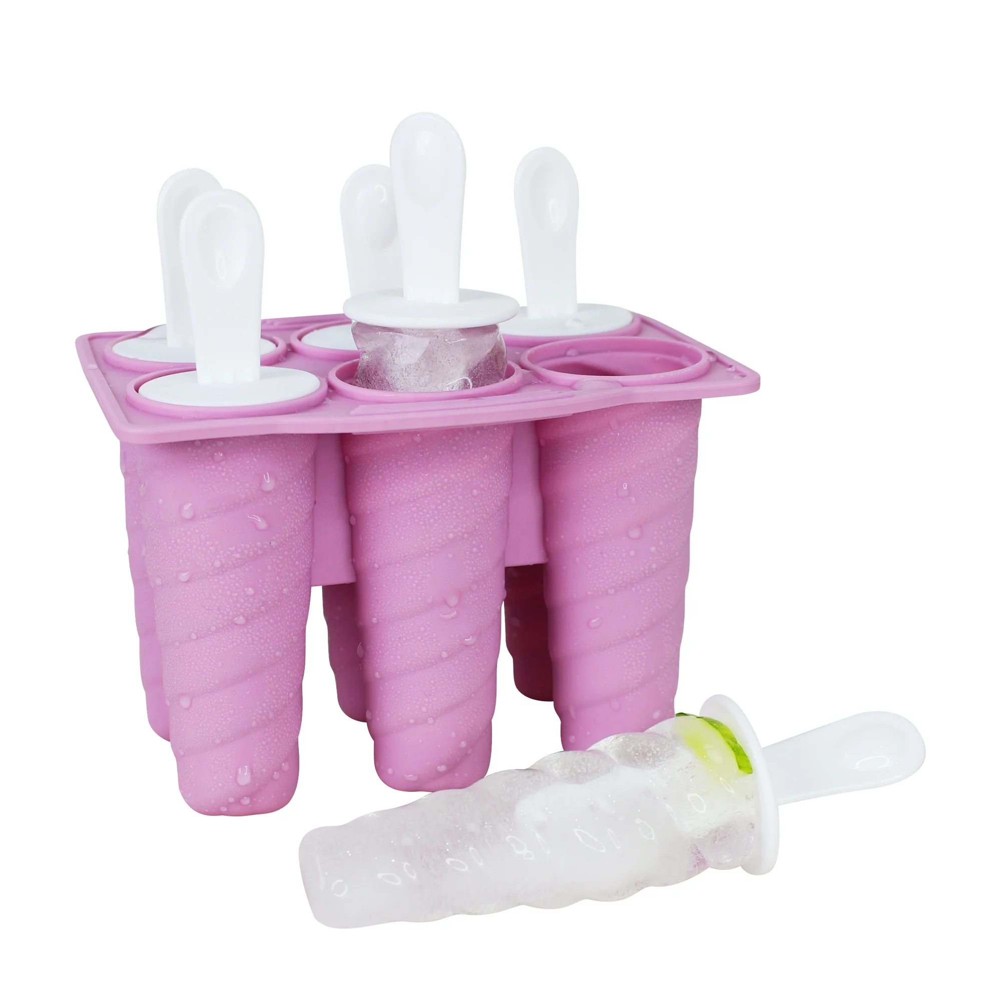 6 Pieces Silicone Ice Pop Molds BPA Free Reusable Easy Release Ice Popsicle Maker with Popsicle Sticks