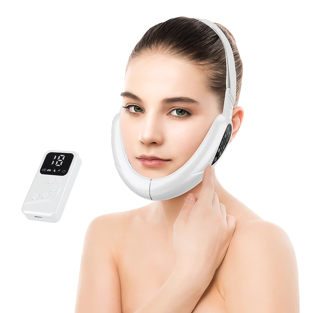 KKS Double Chin Remove Electric V Face Lifting Machine LED Skin Device Vibration Light EMS V-Face Shaping Facial Massager