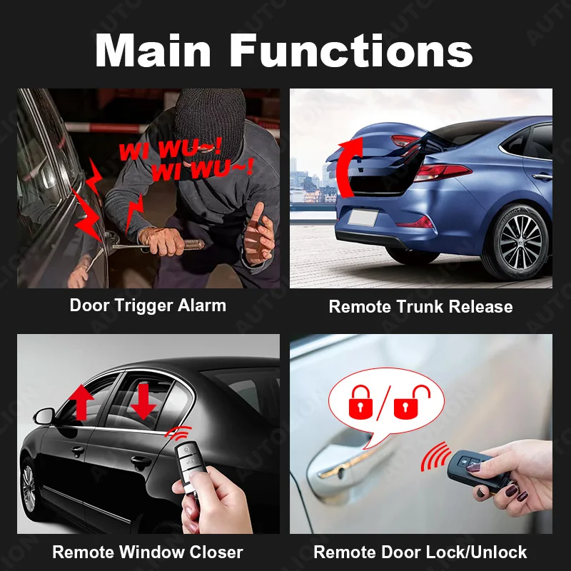 Remote Engine Start Car alarms security system with PKE keyless entry remote engine start/stop system push button start 12V