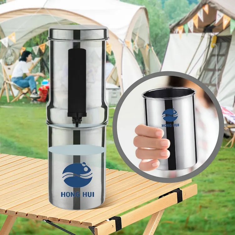 HONG HUI NSF/ANSI 42&372 1L Portable Outdoor Stainless Steel Water Purifier Gravity Water Filter