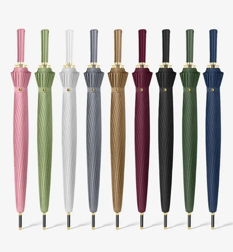 Japanese Style 24 Ribs Large Windproof Automatic Open Golf Umbrella with Logo Customizable