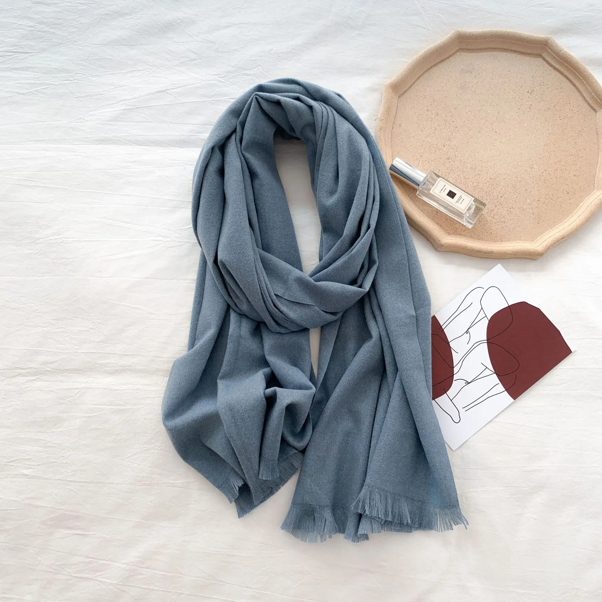 Comfortable customize small size cotton jersey Scarves Breathable Premium Pleated Wrap Ribbed Jersey Hijabs Head Stretchy Scarf