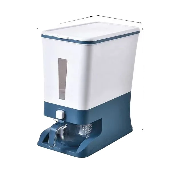 Household Food Grade Kitchen Storage Automatic press-type Rice Dispenser 12kg Large Capacity Plastic Rice Bucket