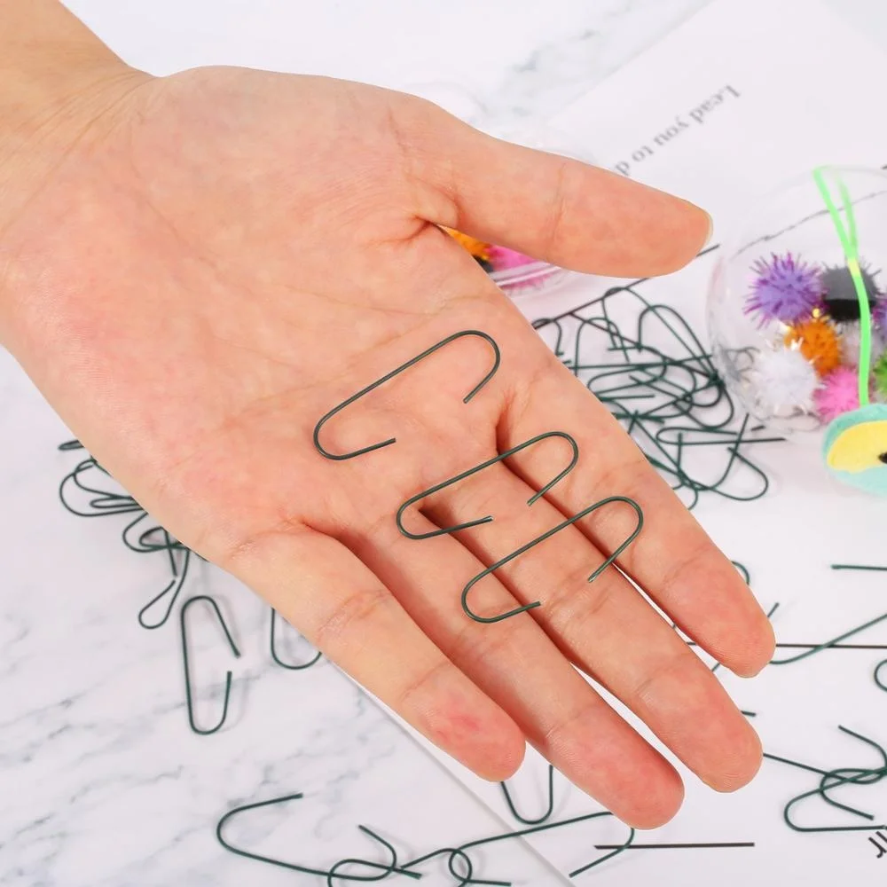 
100pcs 1.4'/2.5' Christmas Tree Baubles Ball Metal Hooks Xmas Decoration Ornament Hangers, Green 